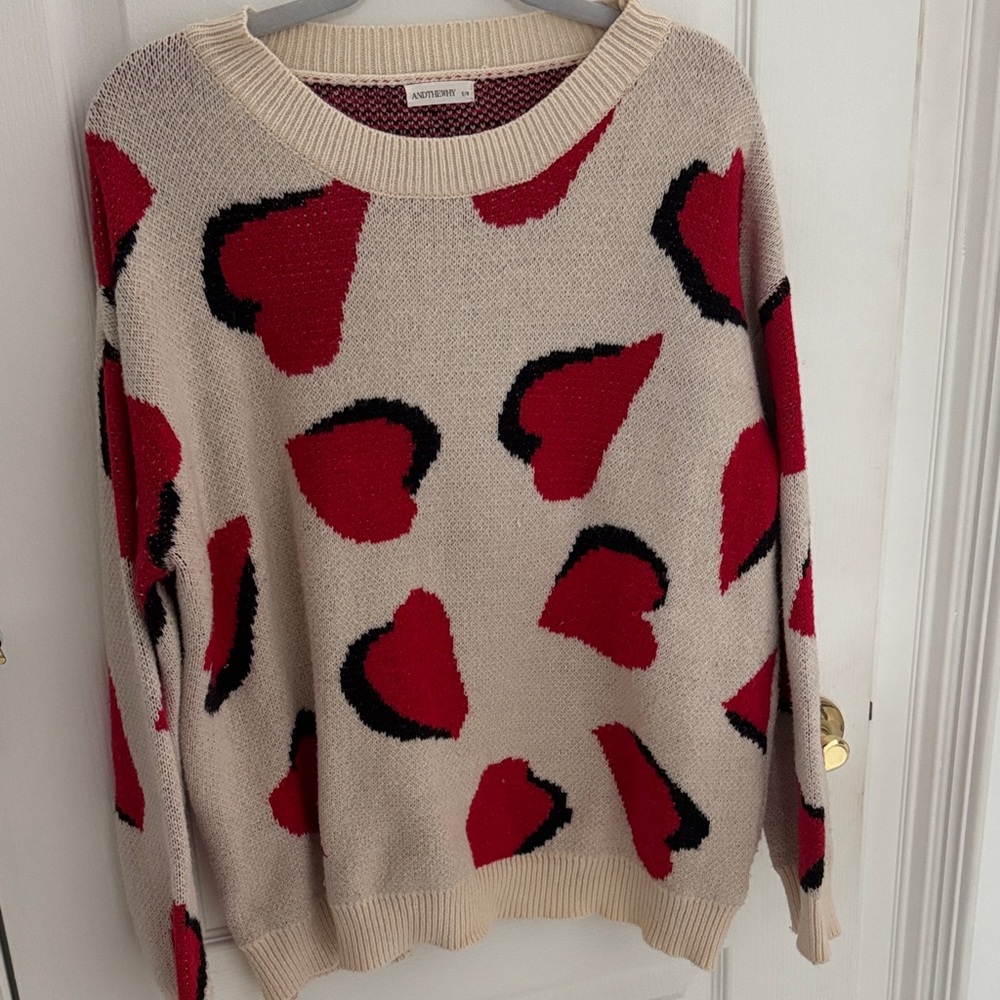 AndTheWhy Red Heart Sweater